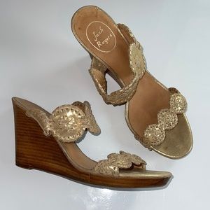 Jack Rogers metallic gold wedges size 8.5